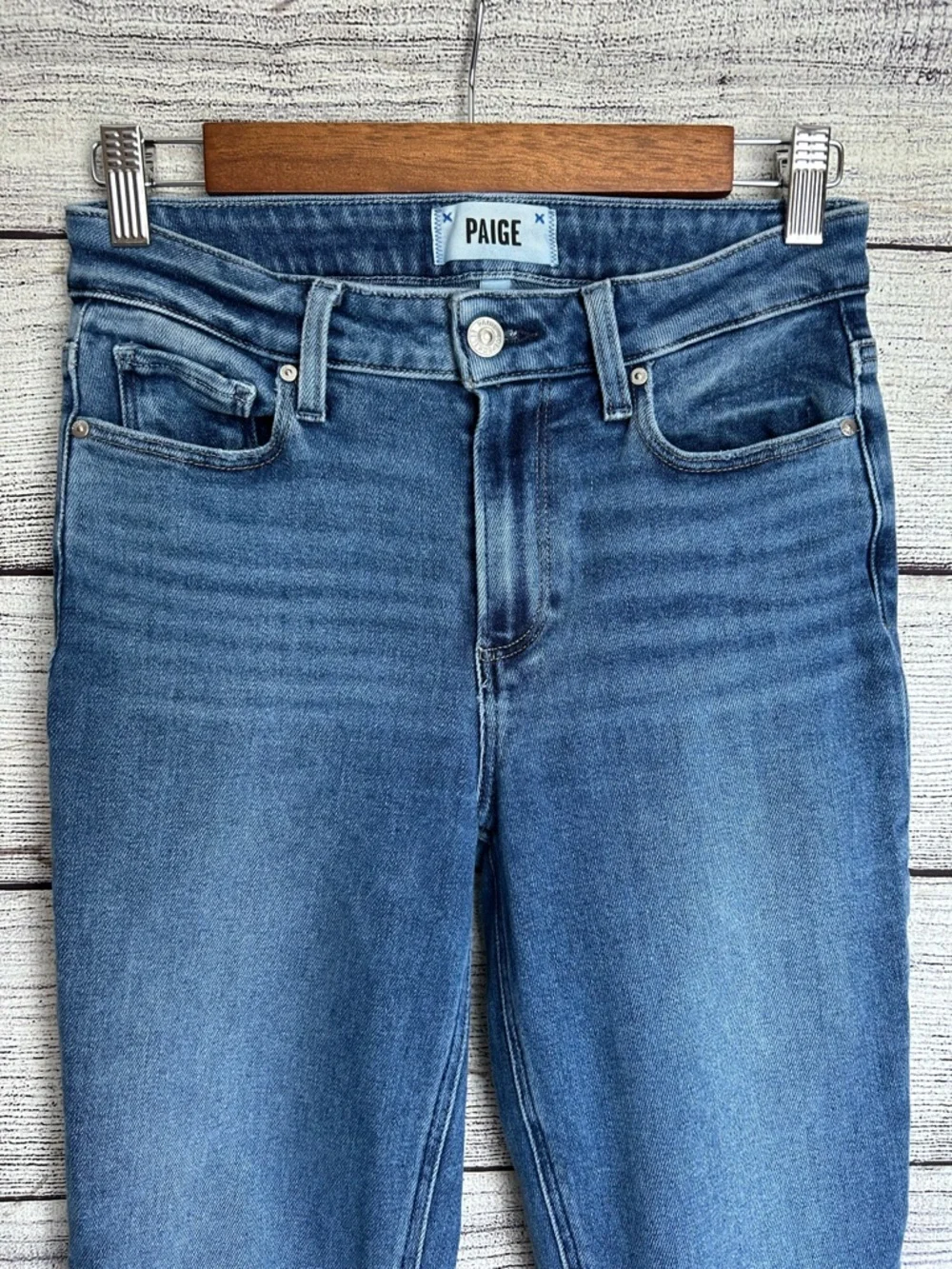 Paige Cindy straight leg jeans raw hem size 26